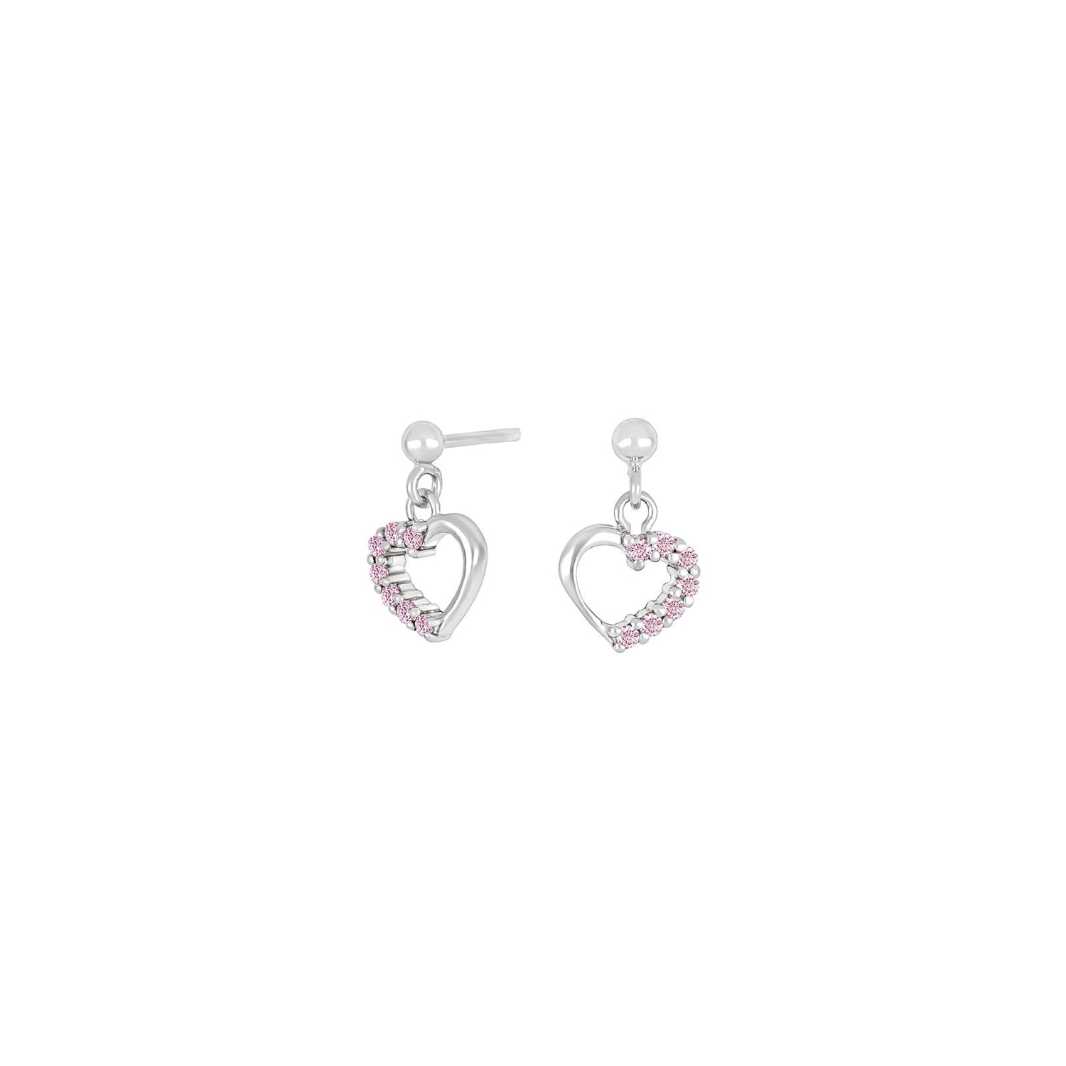 Rhod. Silberohrringe Herz m/Rosa cz