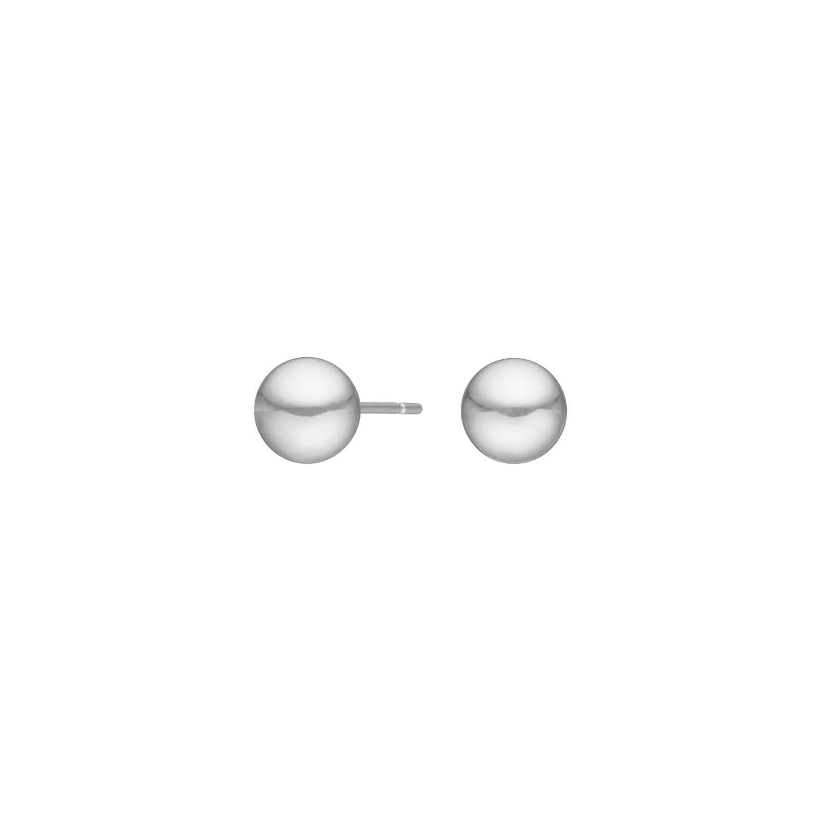 Rhod. silver earrings ball 7mm