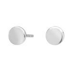 Rhodium Silver Earring circle 6 mm