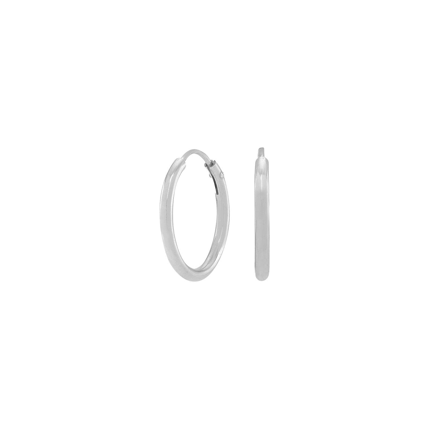 Rhodium-pl. silver hoops 15mm HOOP52