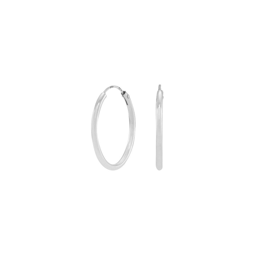 Rhodium-pl. silver hoops 20mm HOOP52
