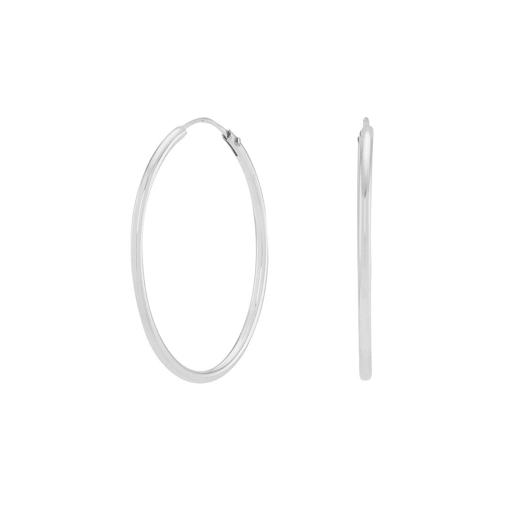 Rhodium-pl. silver hoops 30mm HOOP52
