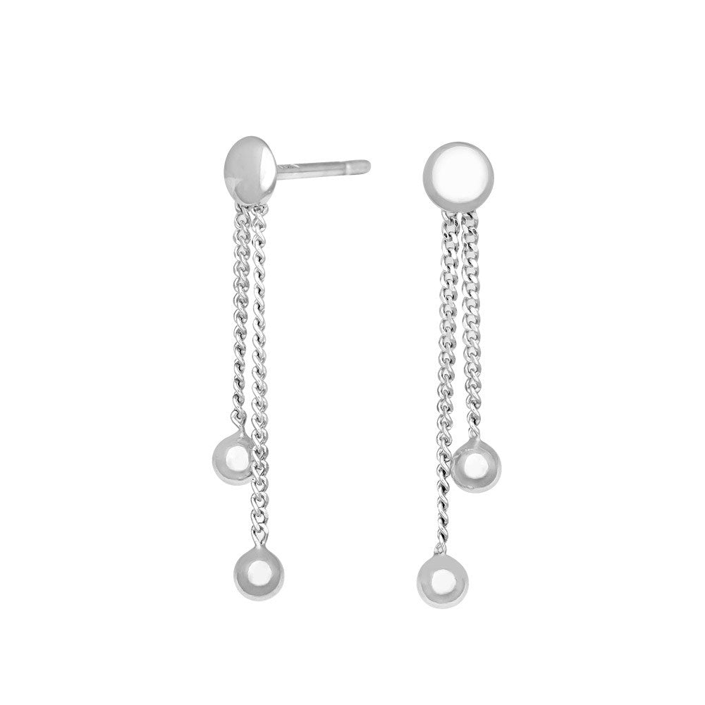 Stab. Silber Ohrstecker Kette mit Kugeln
