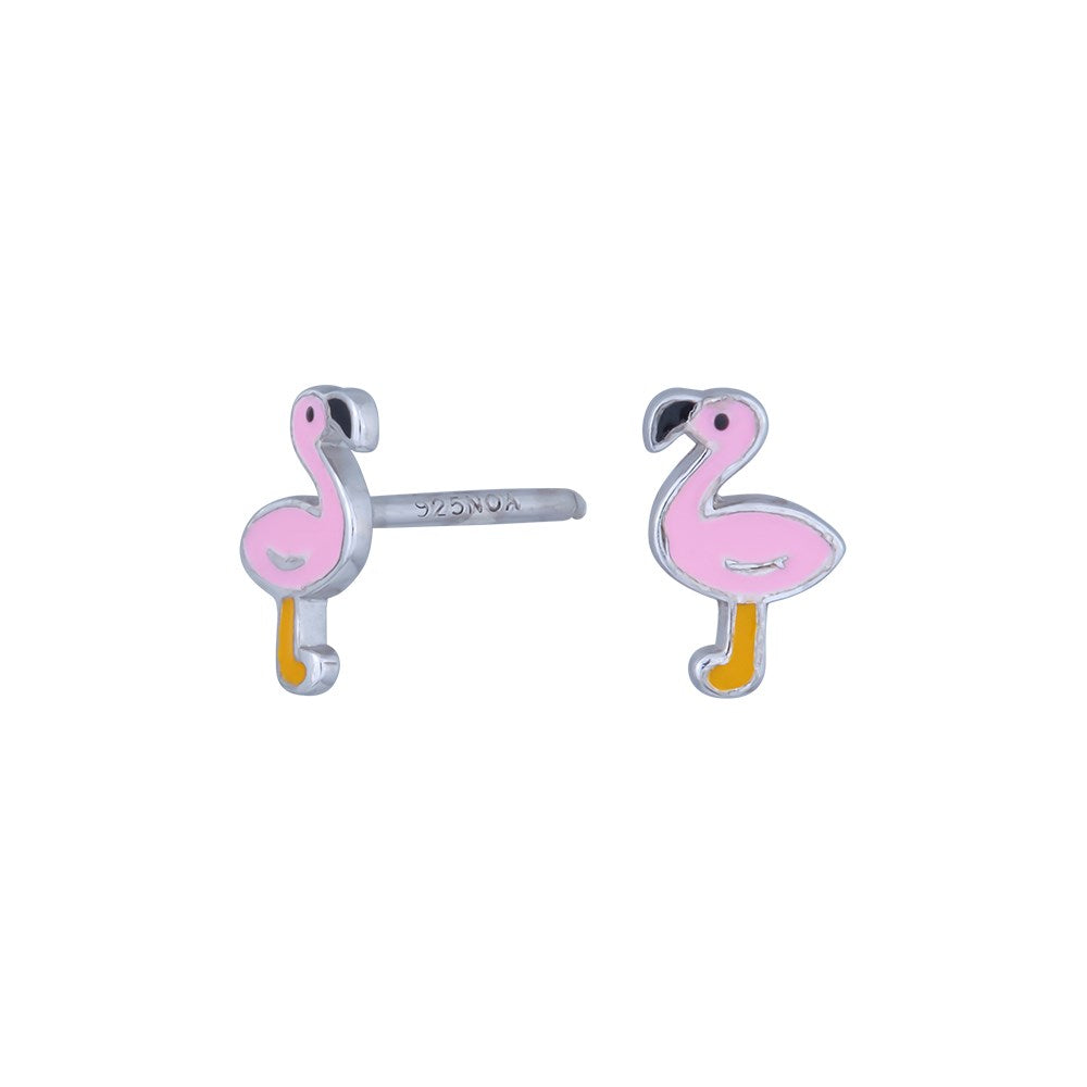 Rhod. sølvørestikker flamingo m/emalje