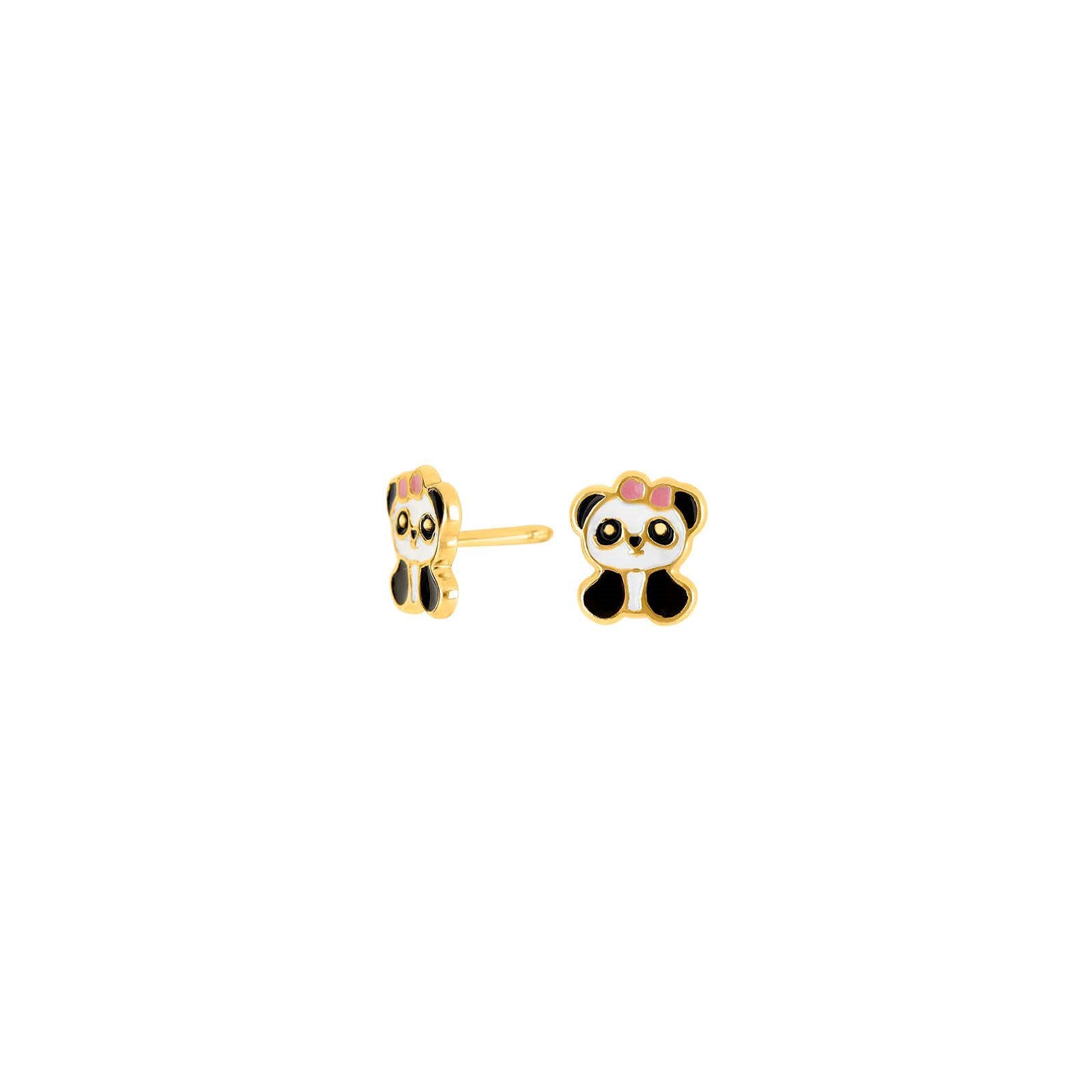 Silberohrringe Panda mit Emaille