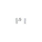 Rhod. silver earrings w/3 cz