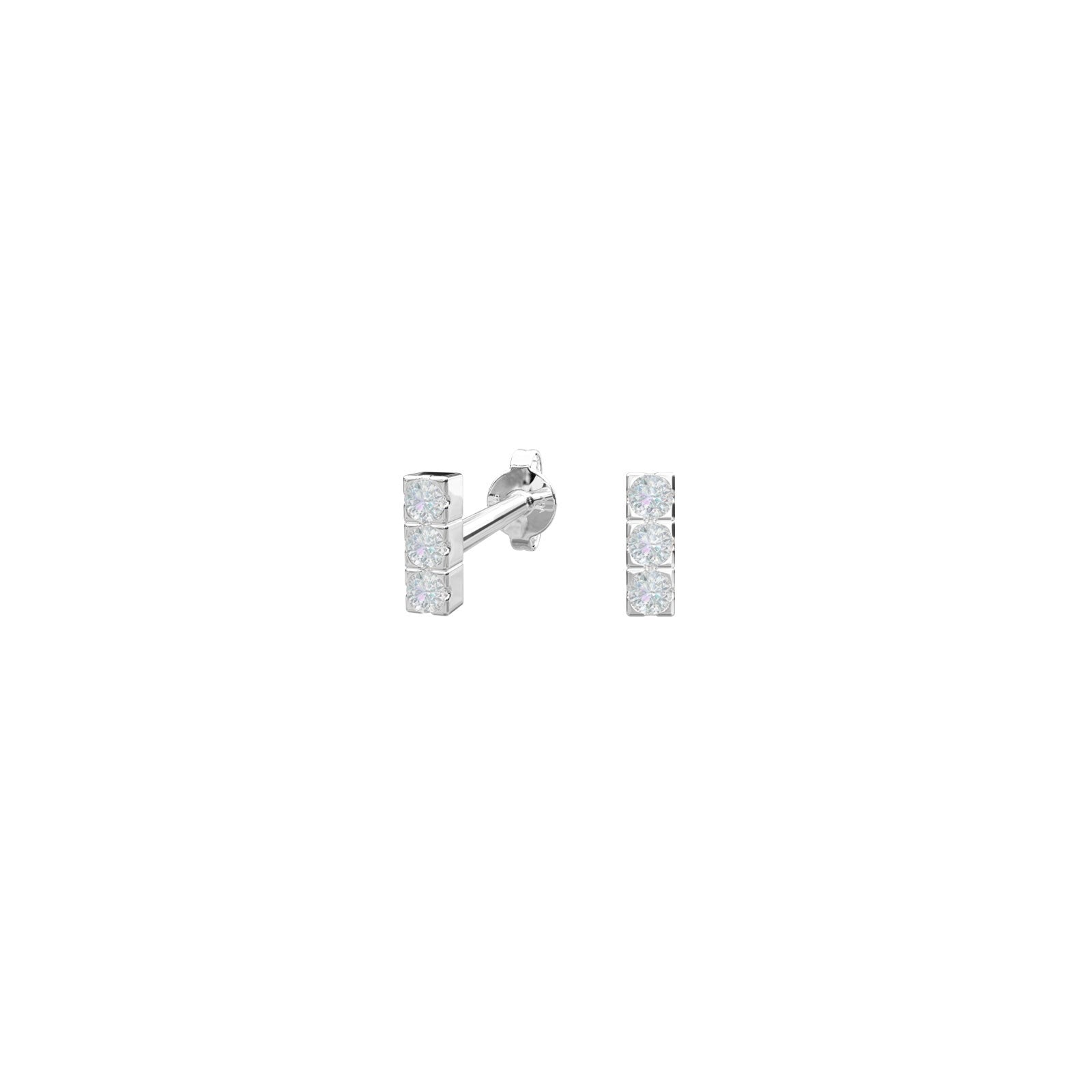 Rhod. silver earrings w/3 cz