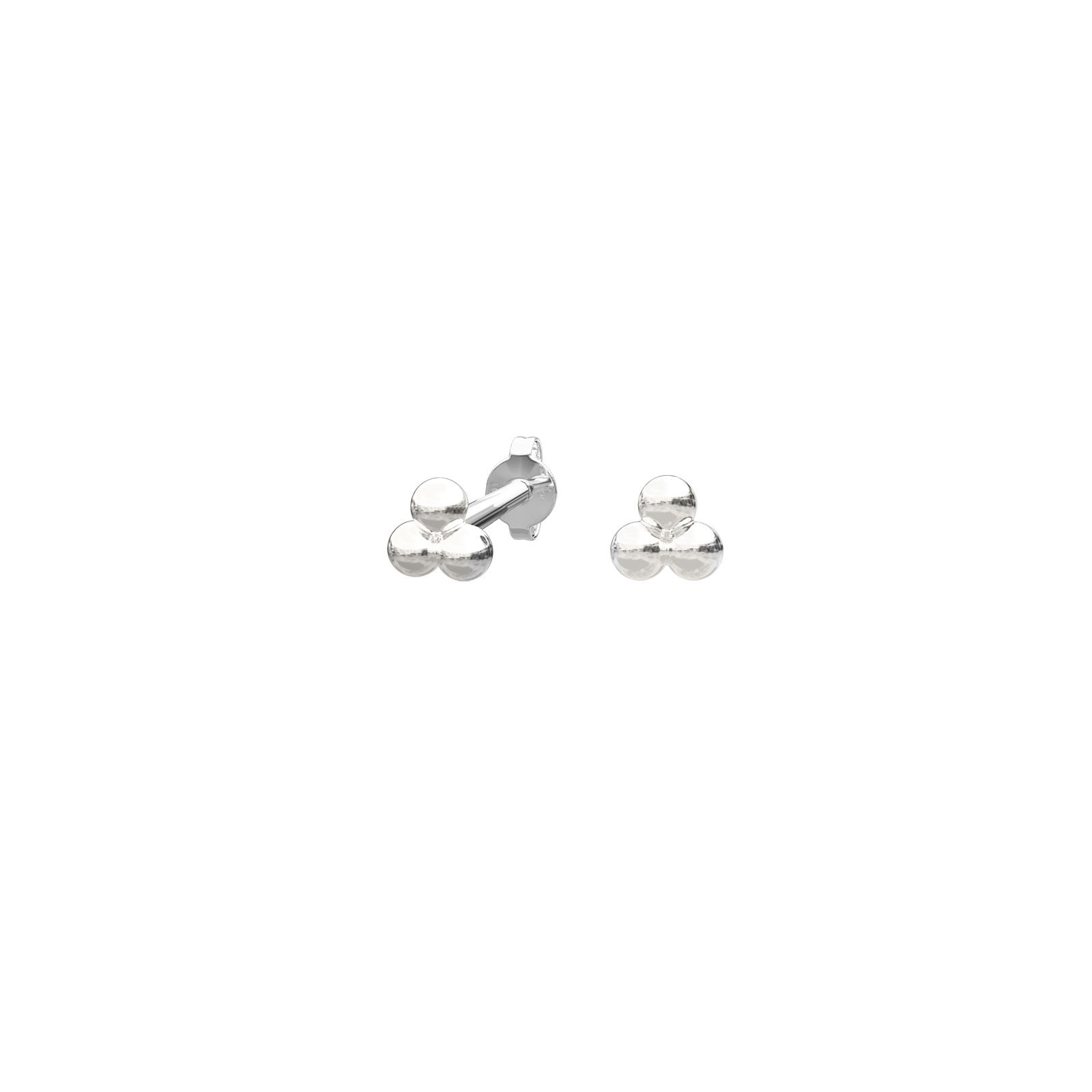 Rhod. silver earrings w/3 balls