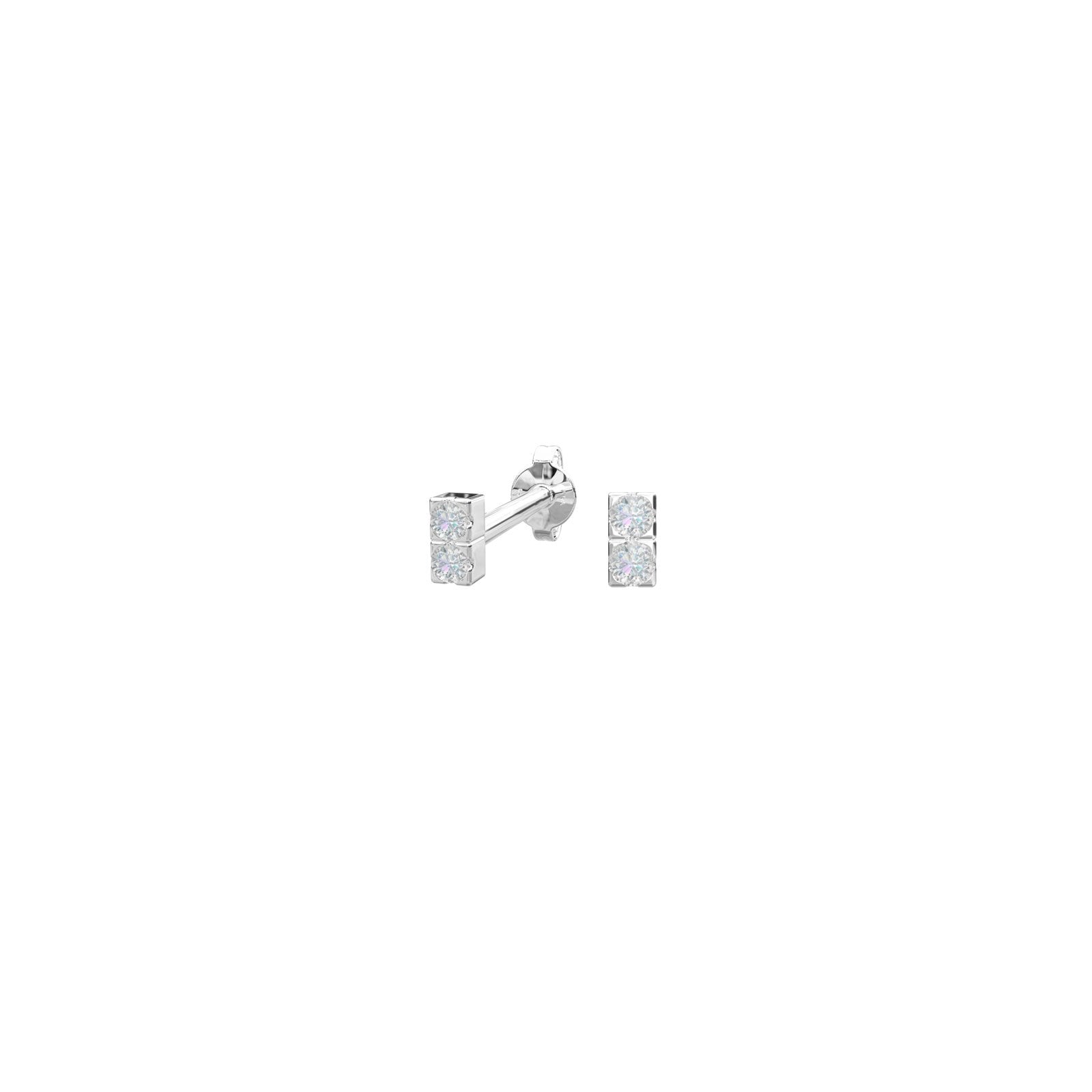 Rhod. silver earrings w/2 cz
