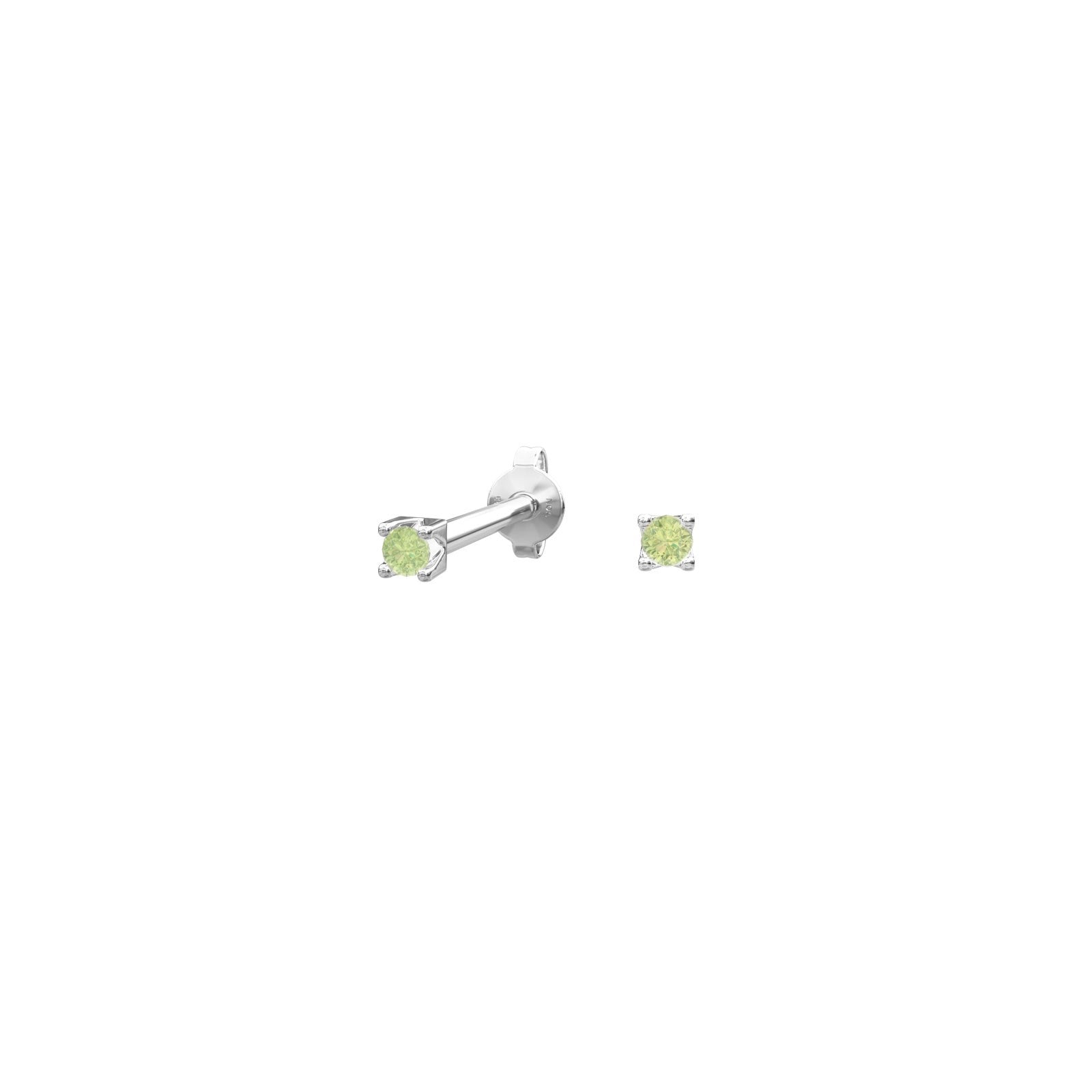 Rhod. silver earrings w/peridot colour cz