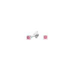 Rhod. silver earrings w/pink topaz colour cz