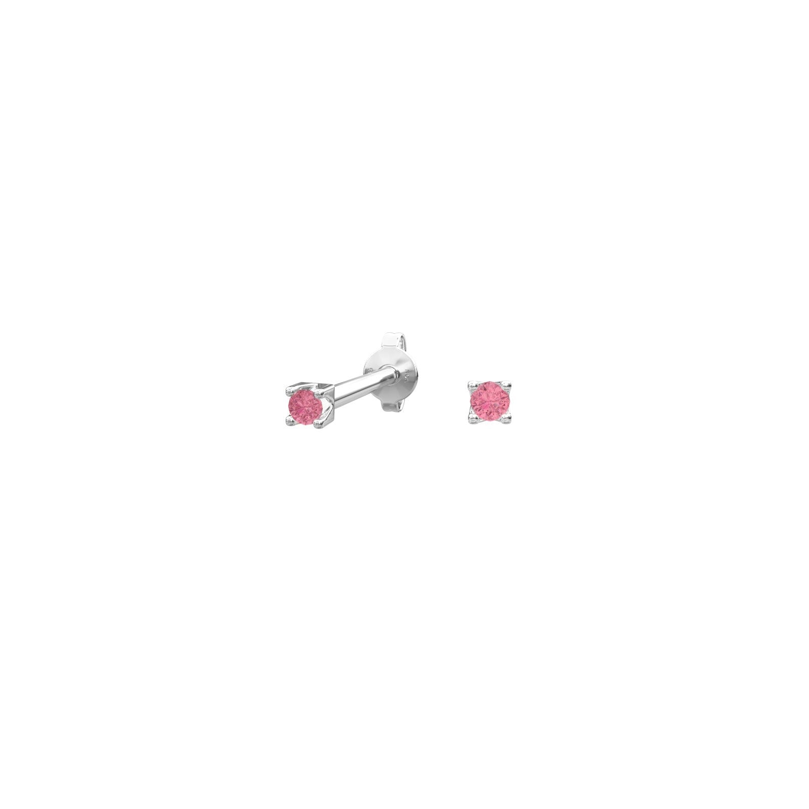 Rhod. silver earrings w/pink topaz colour cz