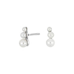 Rhod. silver earrings w/freshwaterpearl