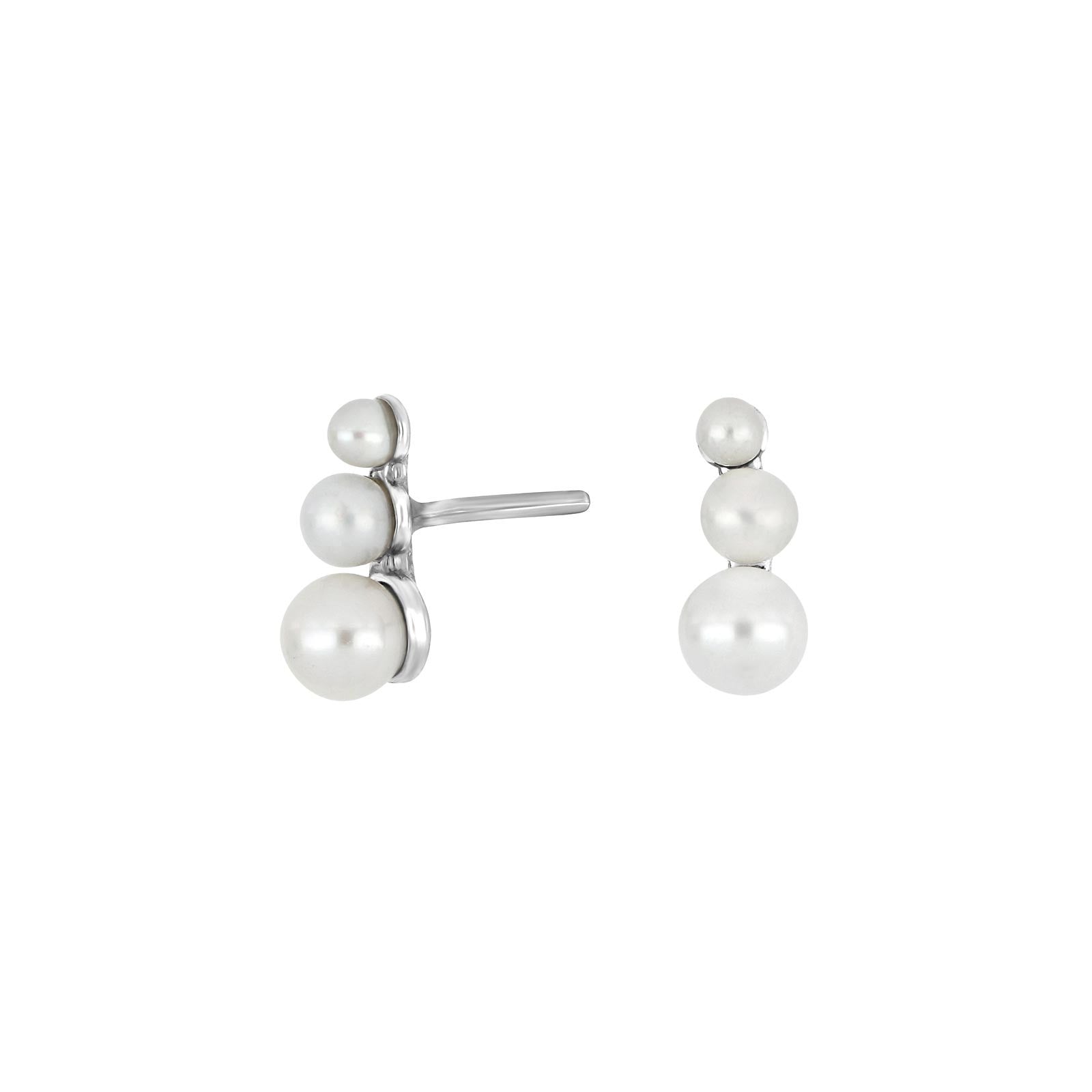 Rhod. silver earrings w/freshwaterpearl