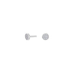 Rhod. silver earrings round w/cz