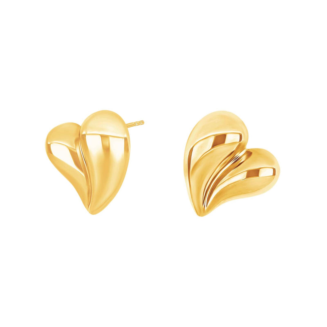 Gold-plated silver stud earrings heart large MACARINA52
