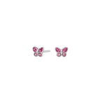 Rhodinierte Silber Ohrstecker Schmetterling m. Rosa cz