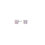 Rhodinierte Silber Ohrstecker Blume  klein m. Rosa cz