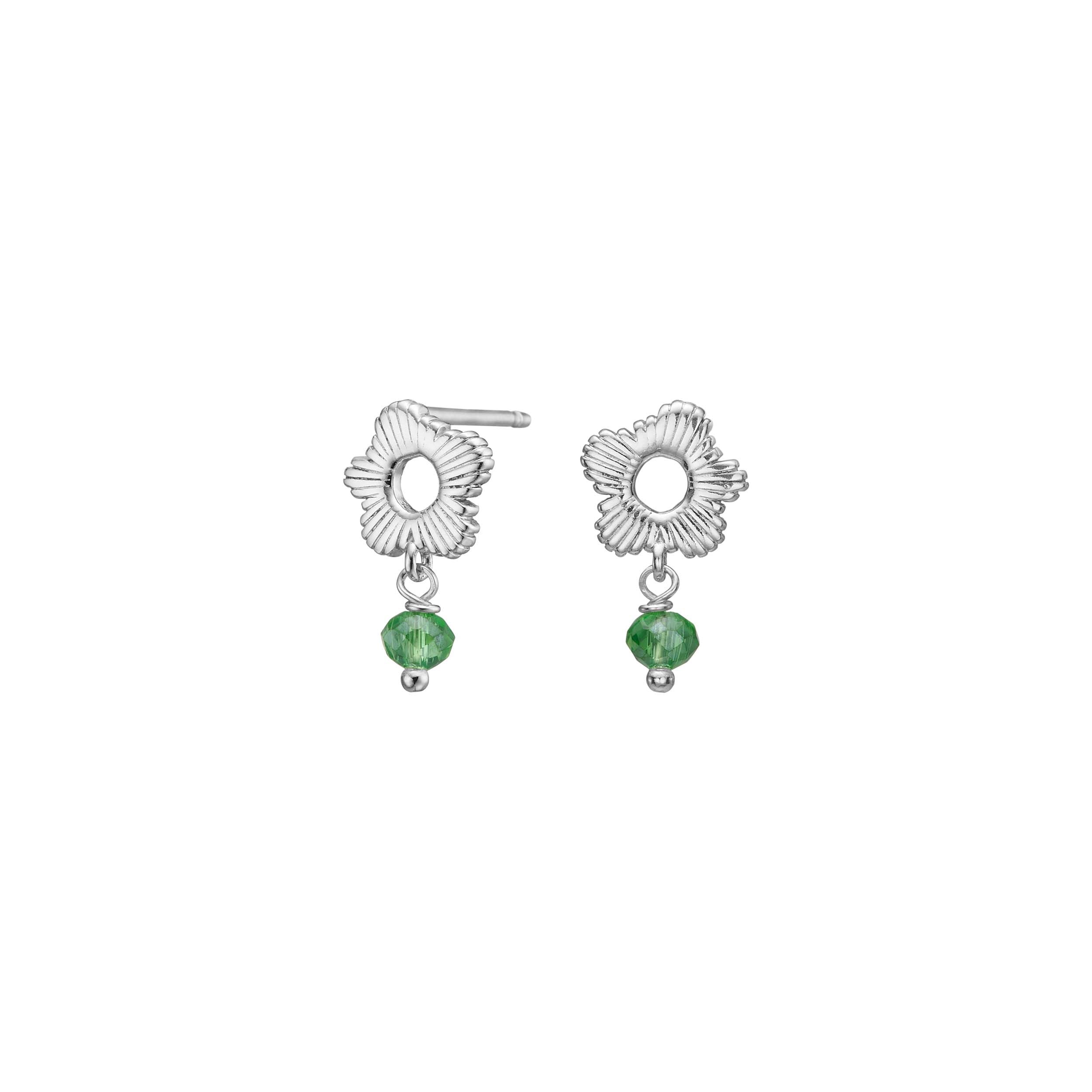 Earrings green flower BRODERIE52