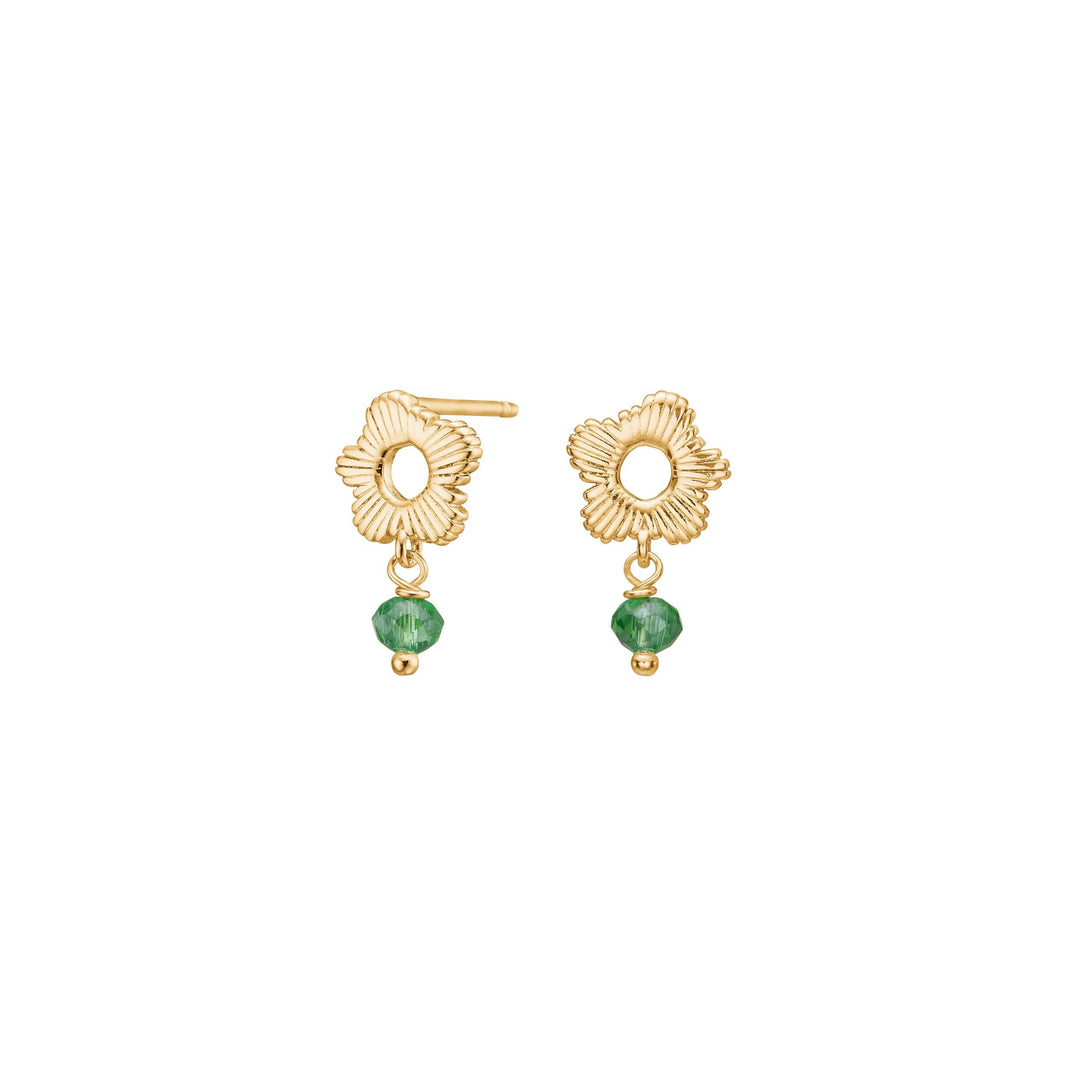 Earrings green flower BRODERIE52