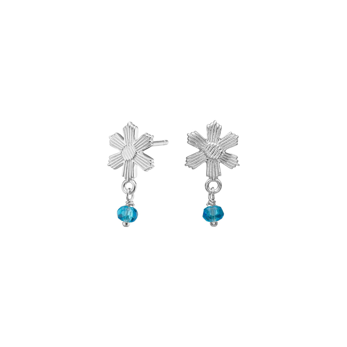 Oorbellen aqua bloem BRODERIE52