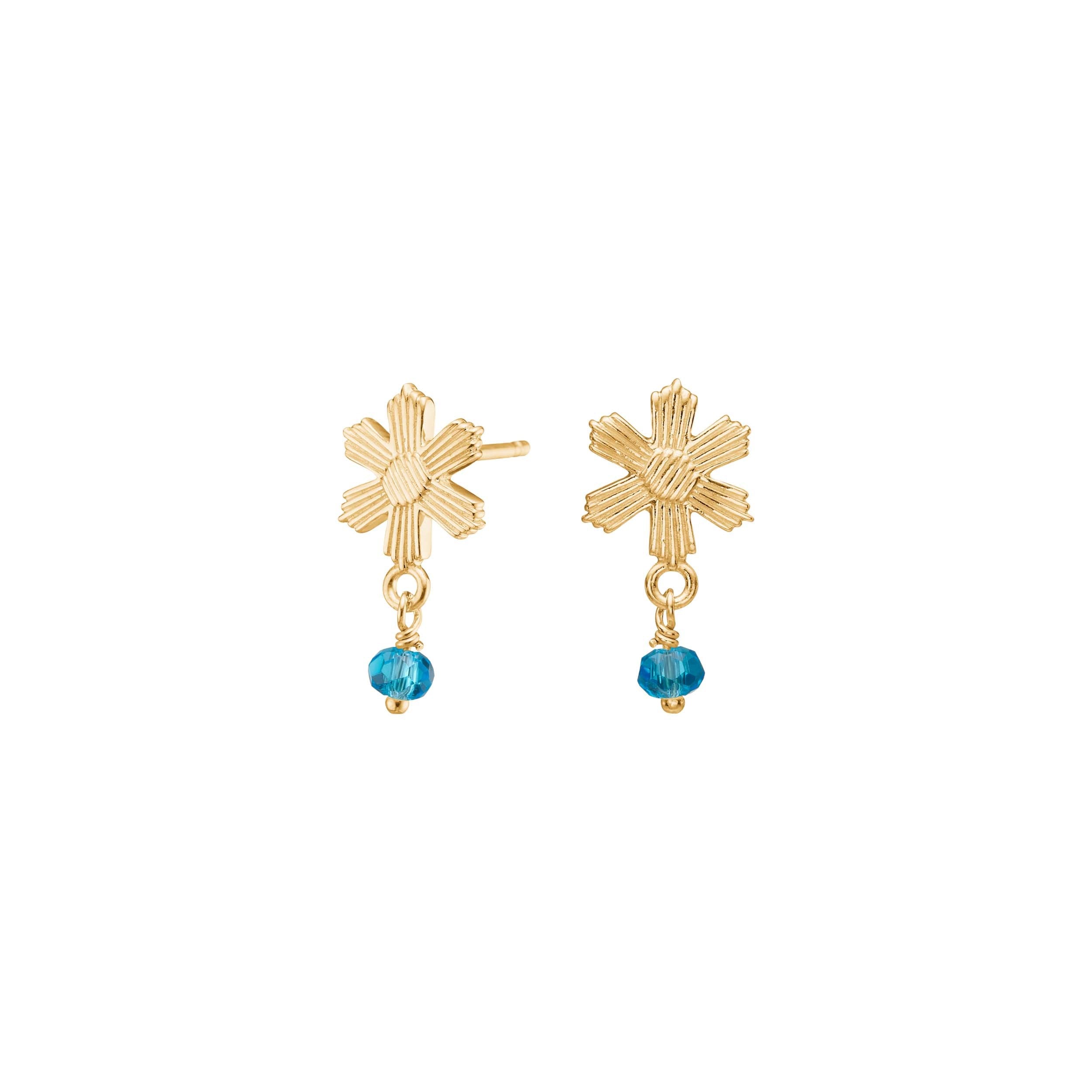 Earrings aqua flower BRODERIE52