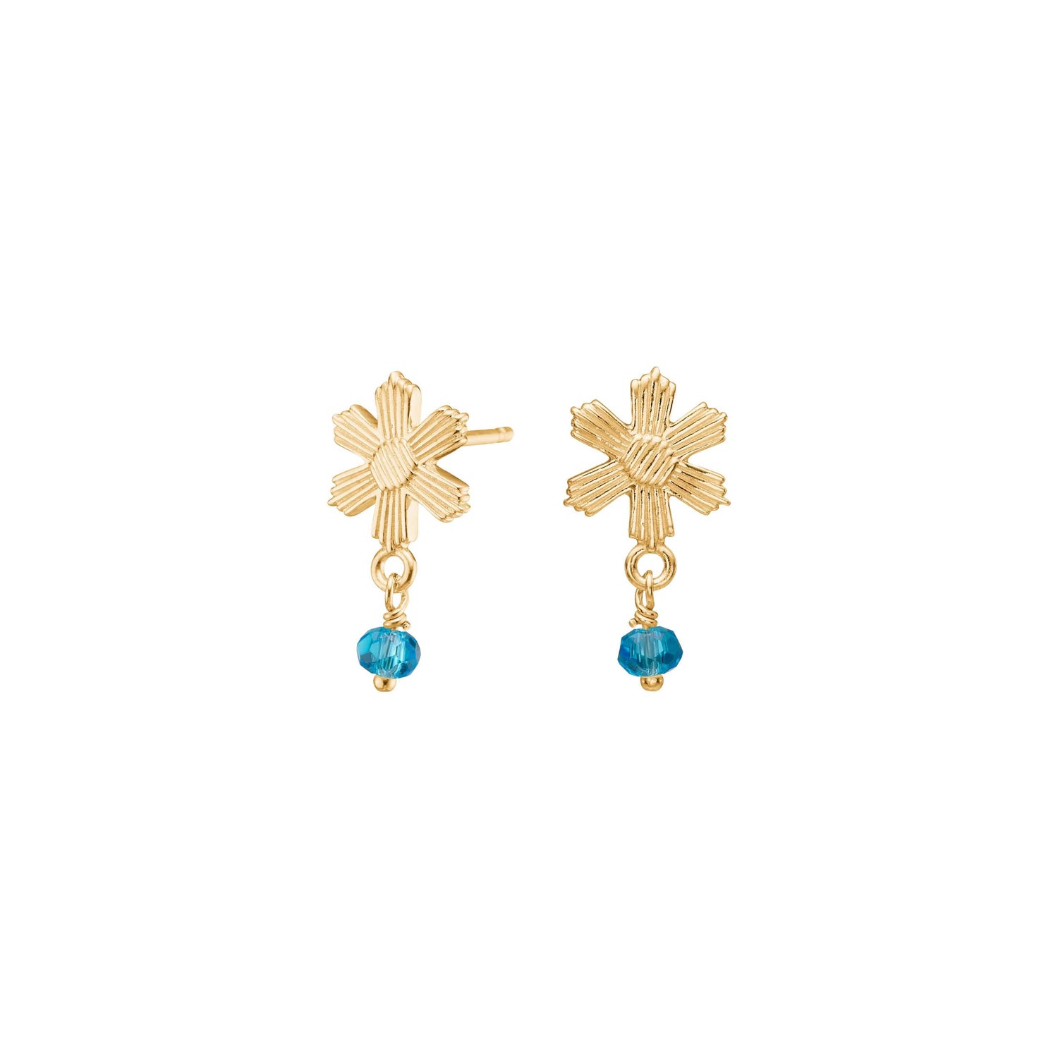 Ohrstecker aqua Blume BRODERIE52 - Vergoldet