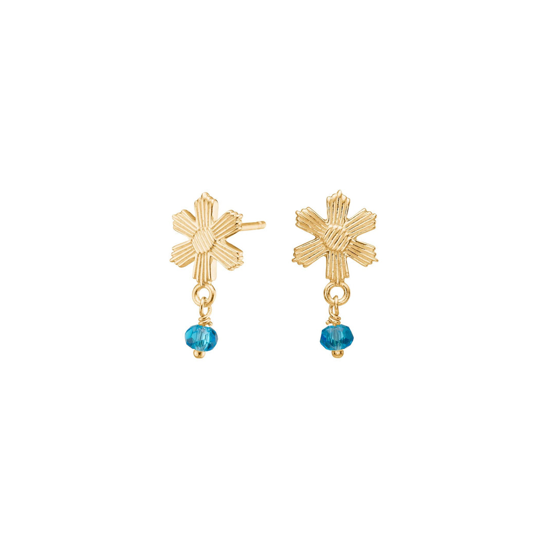Ørestikker aqua blomst BRODERIE52 - Forgyldt