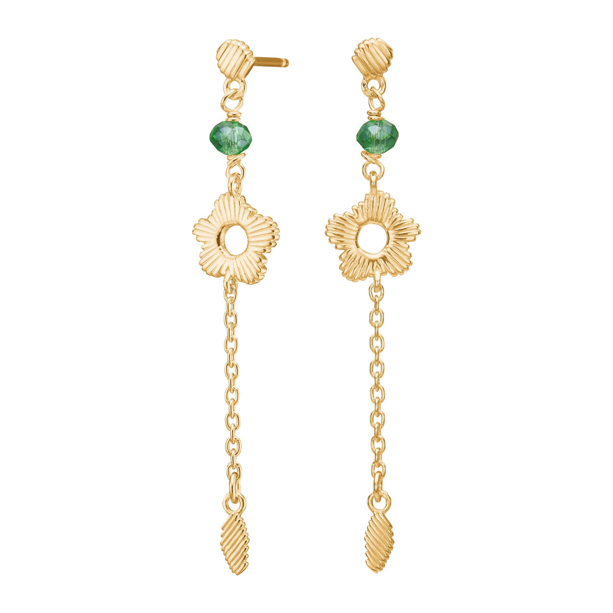 Earhanger green flower BRODERIE52 - Gold plated