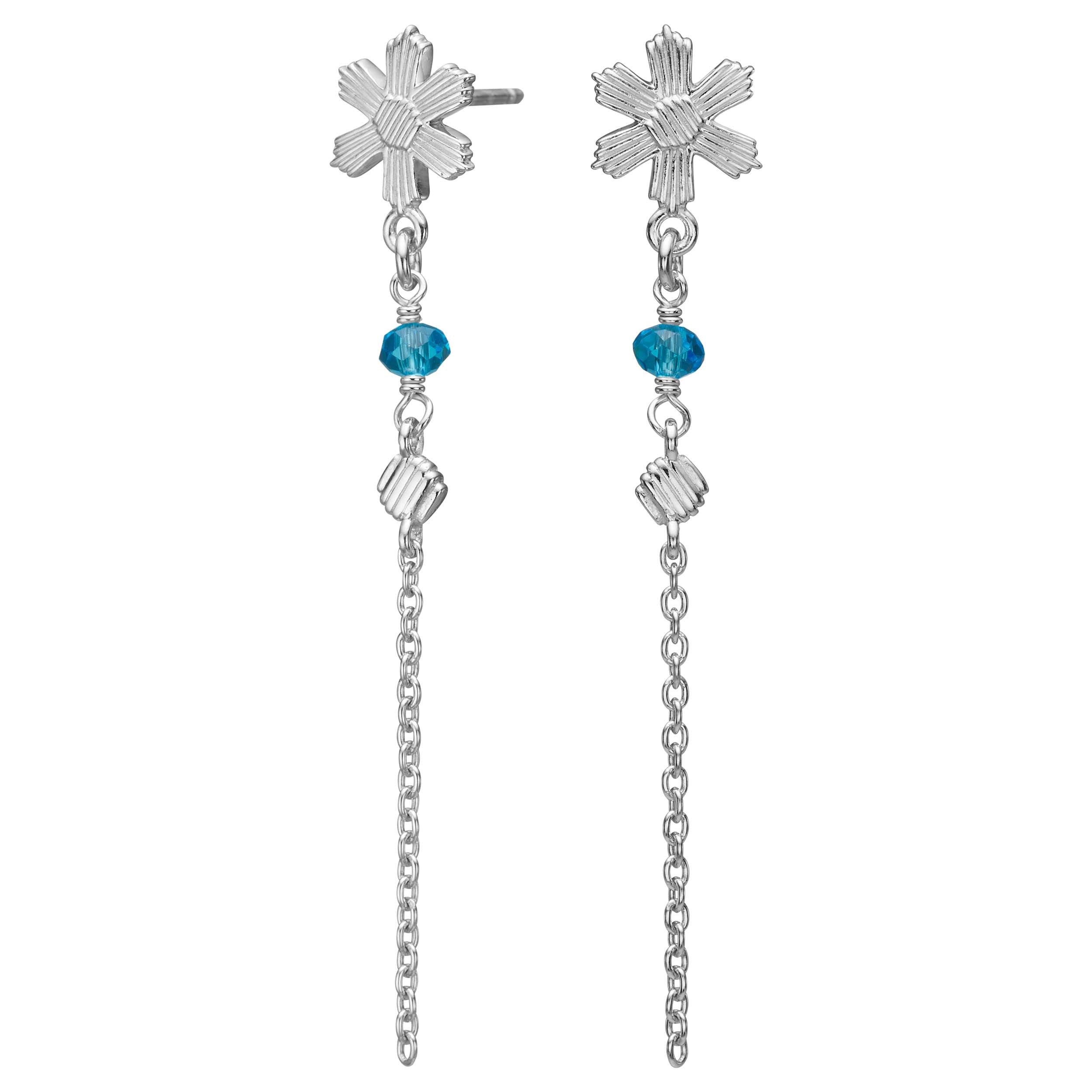 Ørehængere aqua blomst BRODERIE52