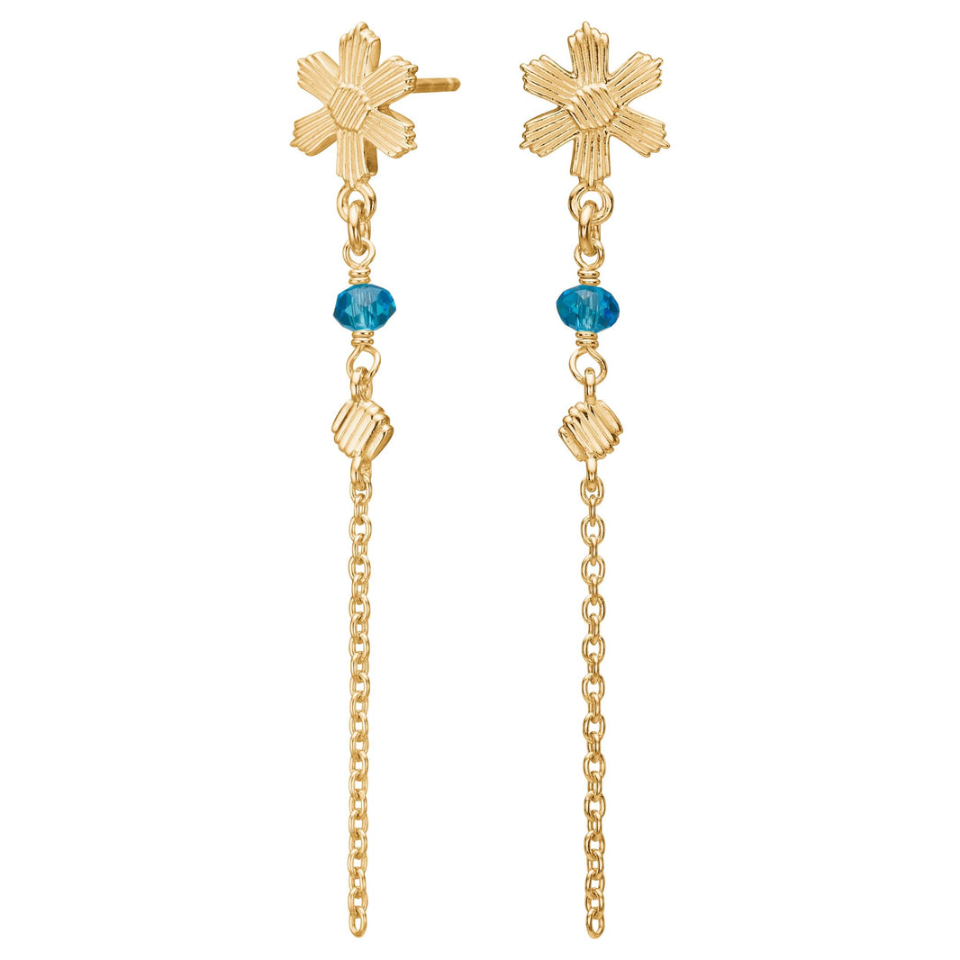 Ørehængere aqua blomst BRODERIE52 - Forgyldt