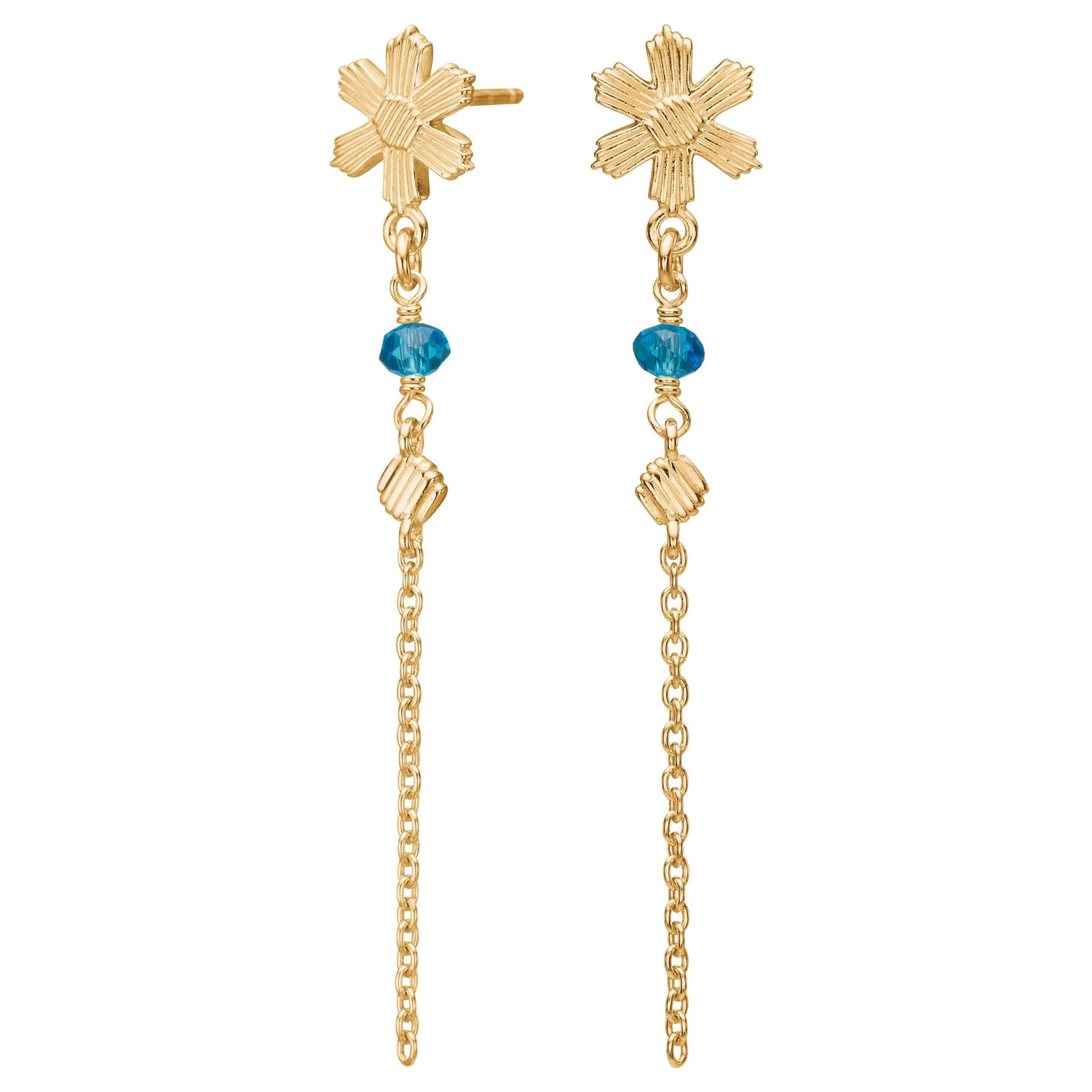 Ohrhänger aqua Blume BRODERIE52 - Vergoldet