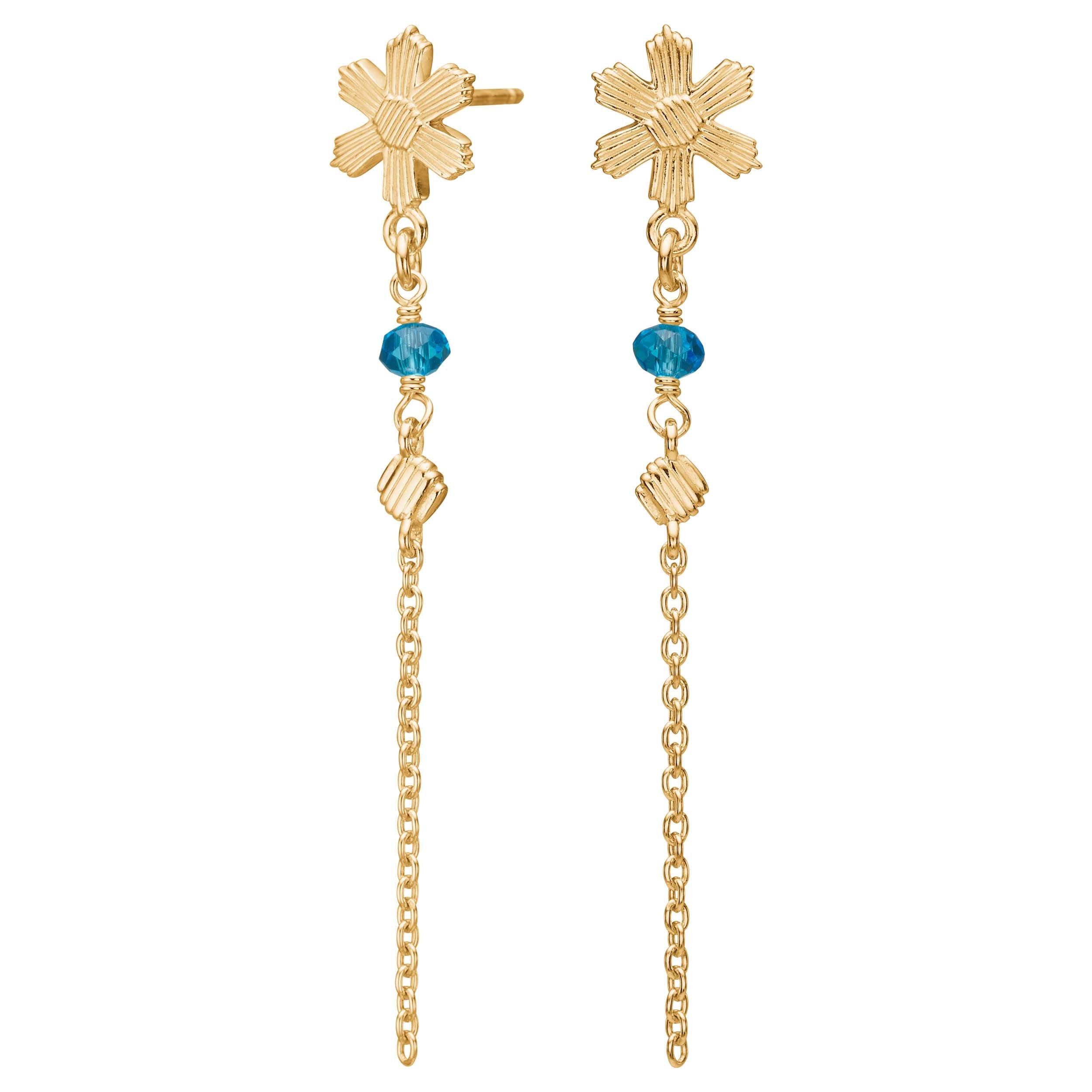 Ørehængere aqua blomst BRODERIE52