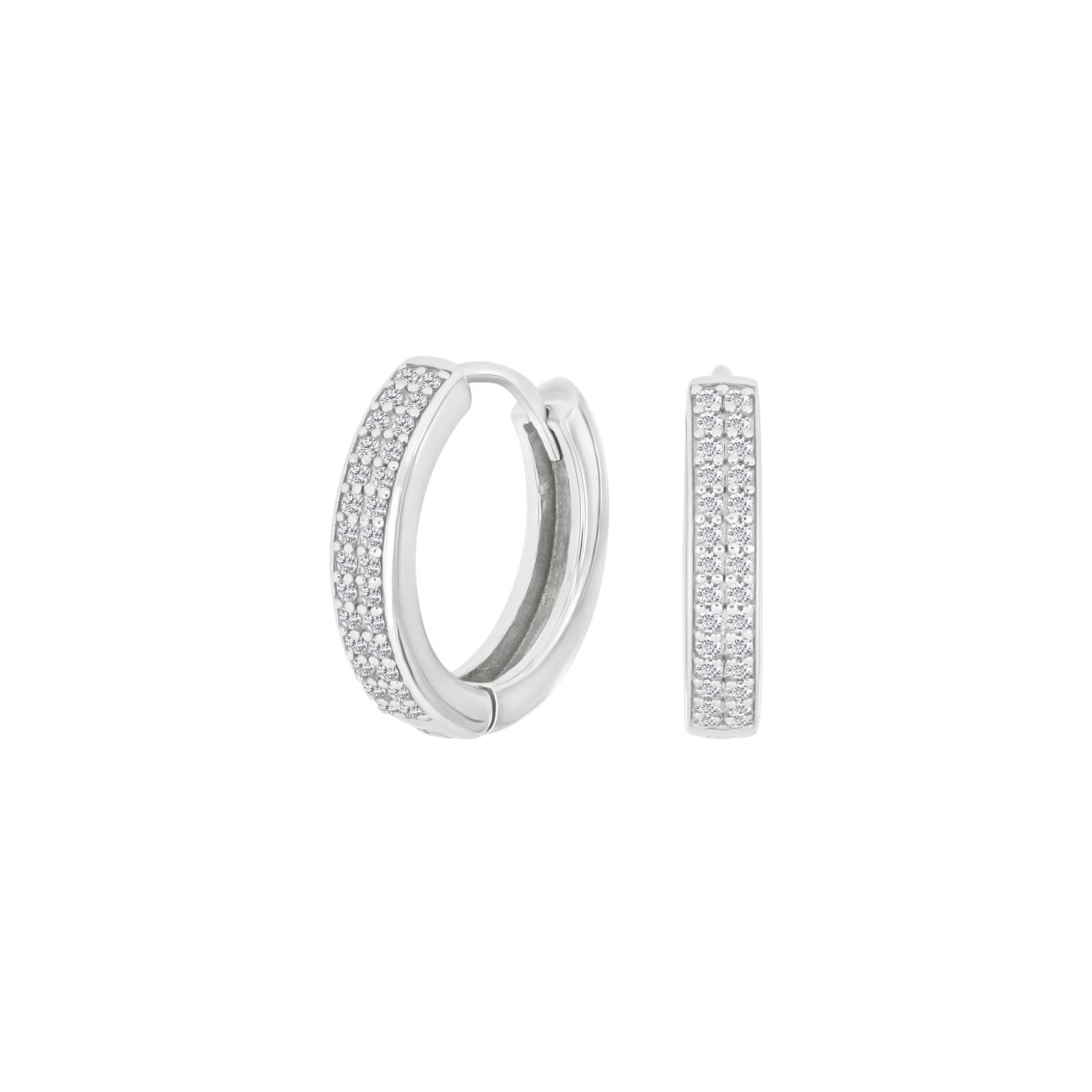 Rhod. silver hoops w/cz 16mm