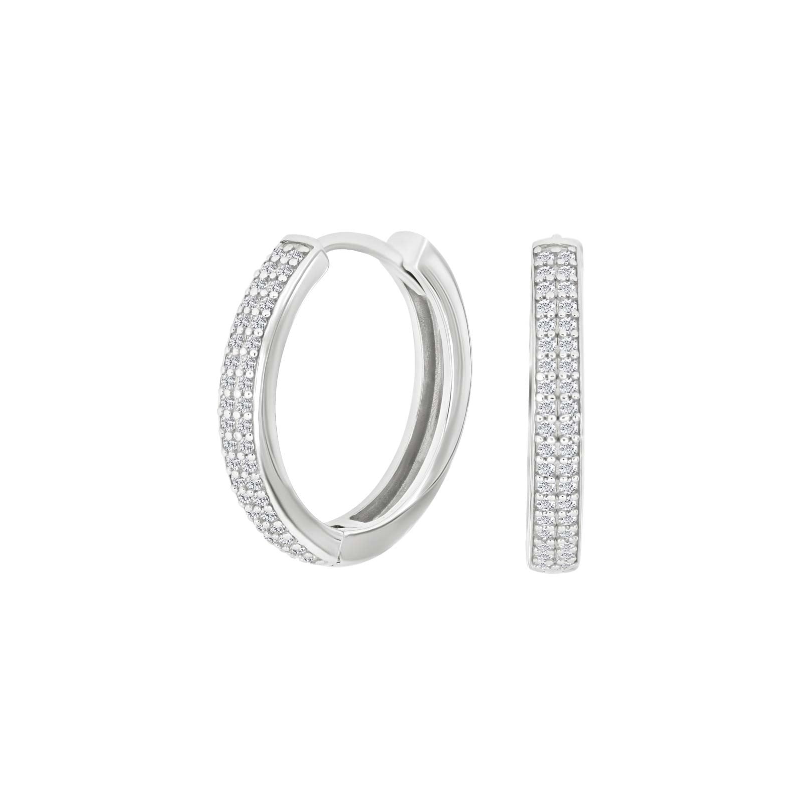 Rhod. silver hoops w/cz 20mm