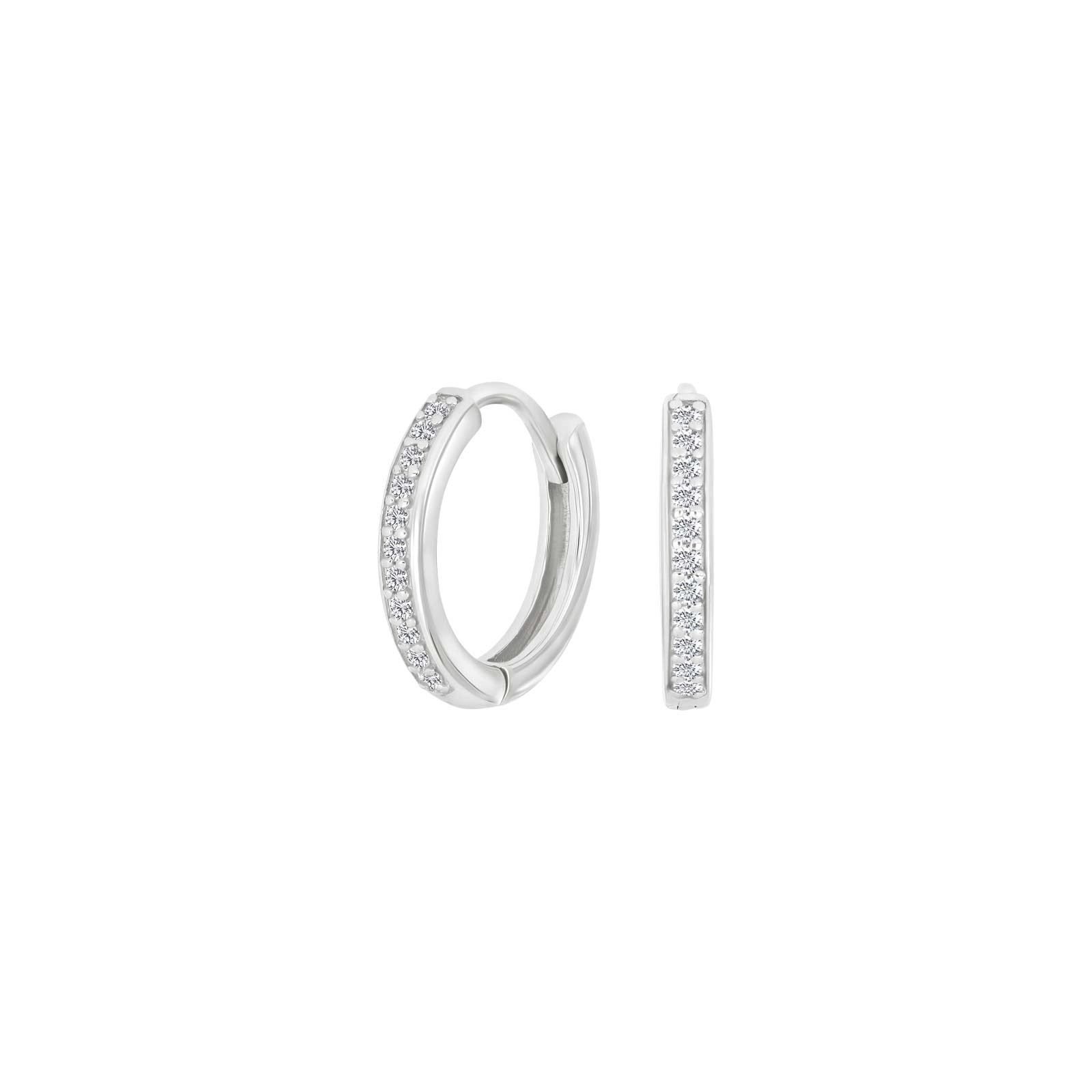 Rhod. silver hoops w/cz 14mm