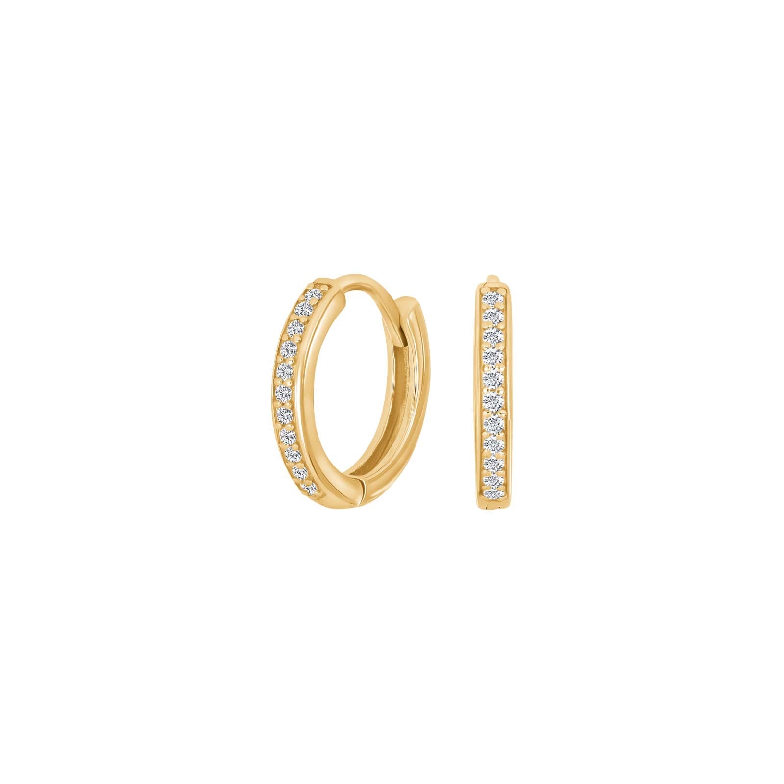 Goldpl. silver hoops w/cz 14mm