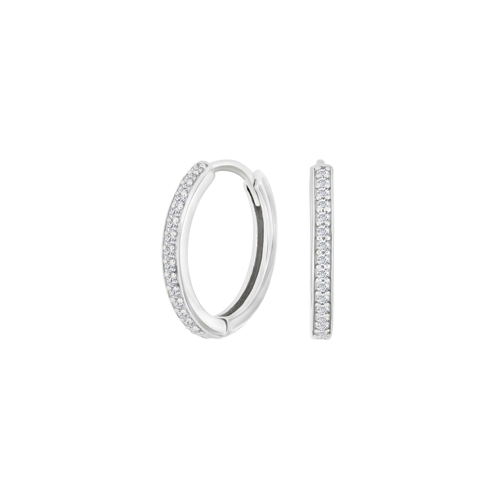 Rhod. silver hoops w/cz 17mm