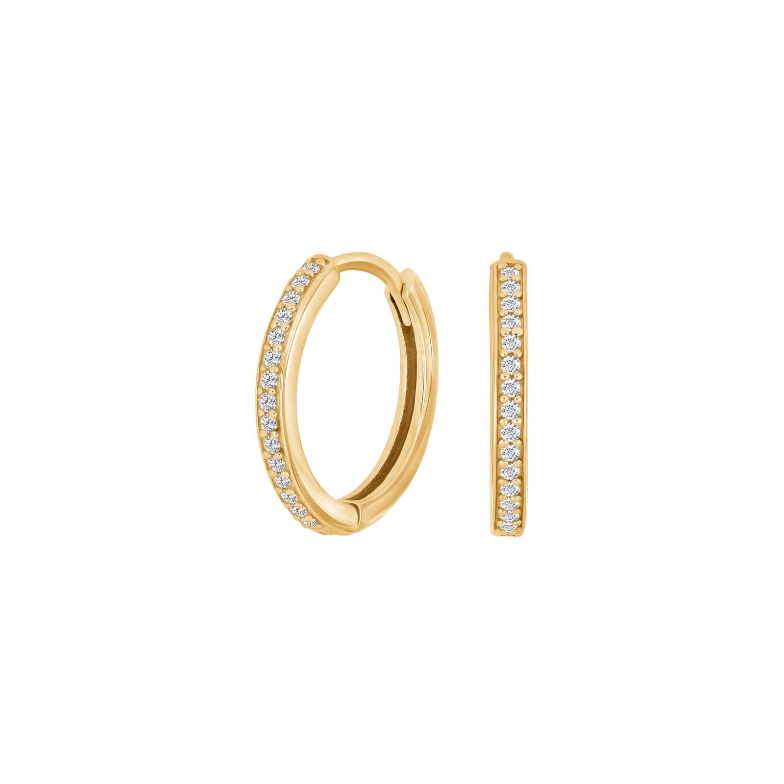 Goldpl. silver hoops w/cz 17mm