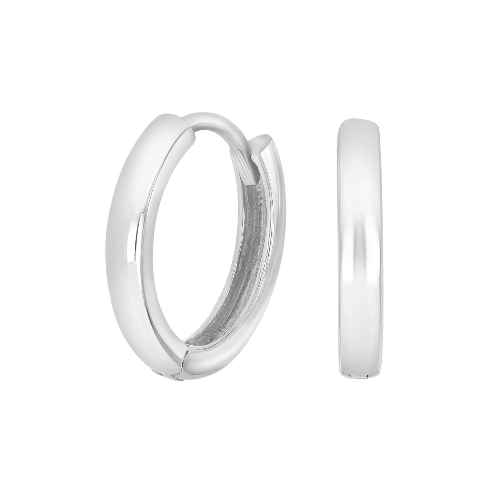 Rhod. silver hoops 14mm