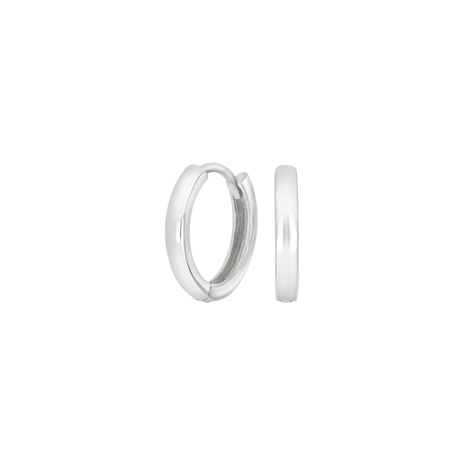 Rhod. silver hoops 14mm
