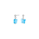 Rhd. Silber Ohrstecker Schmetterling Blau