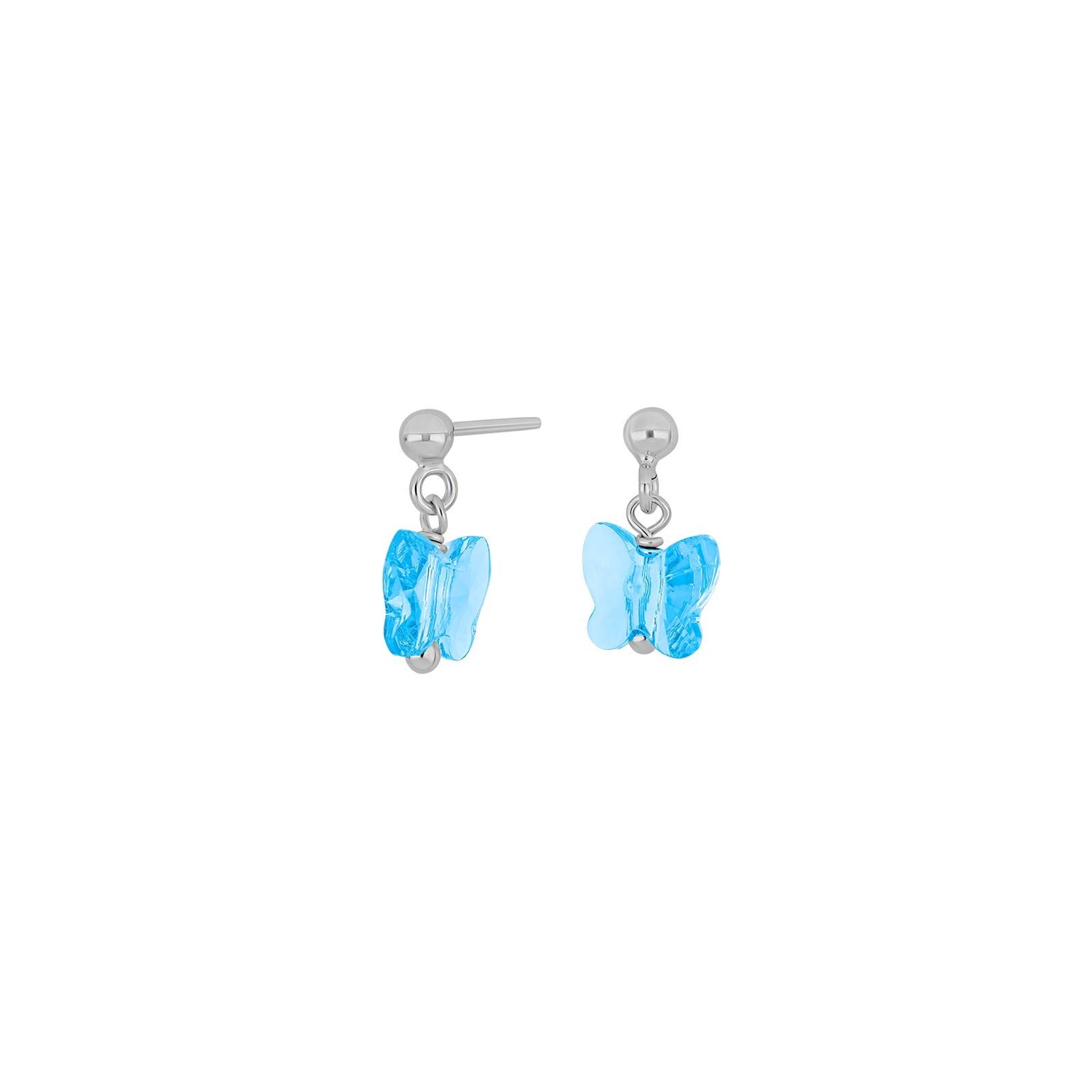 Rhd. Silber Ohrstecker Schmetterling Blau
