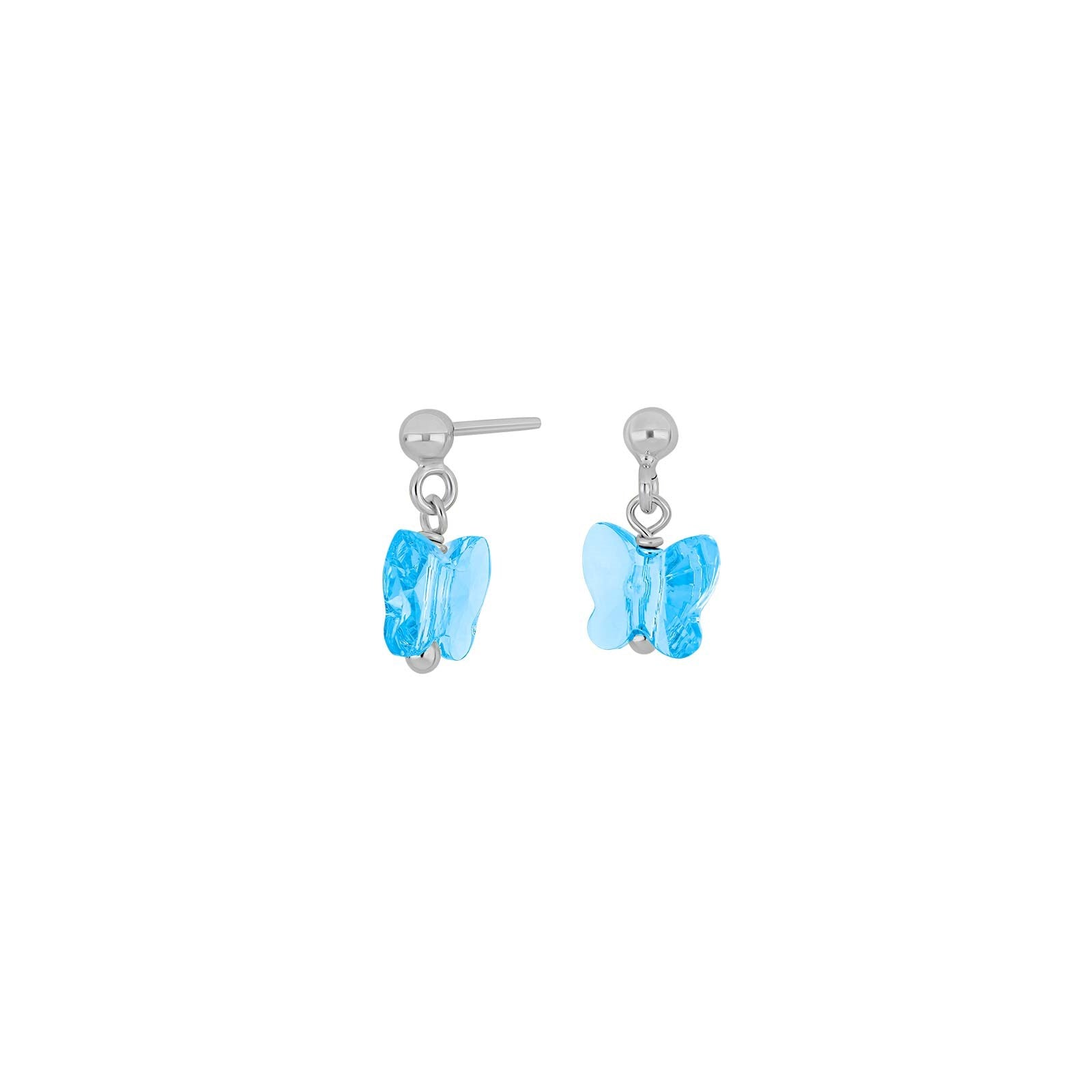 Rhd. Silber Ohrstecker Schmetterling Blau