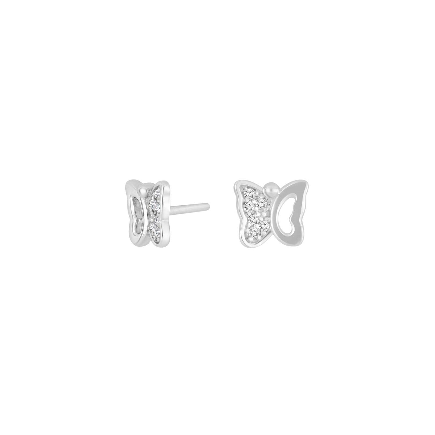 Rhd. Silber Ohrstecker Schmetterling m. cz