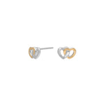 Stab. Silberohrringe Herz und Herz mit 8kt. Gold