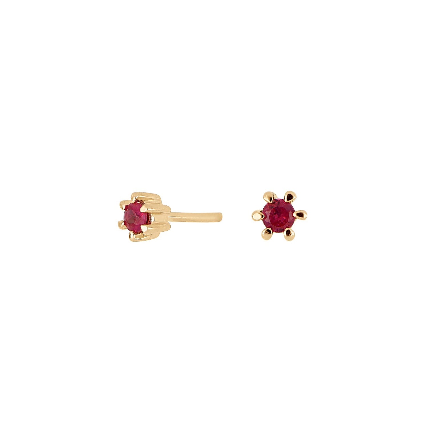 14 kt. Goldohrstecker mit Rubin 2,2 mm