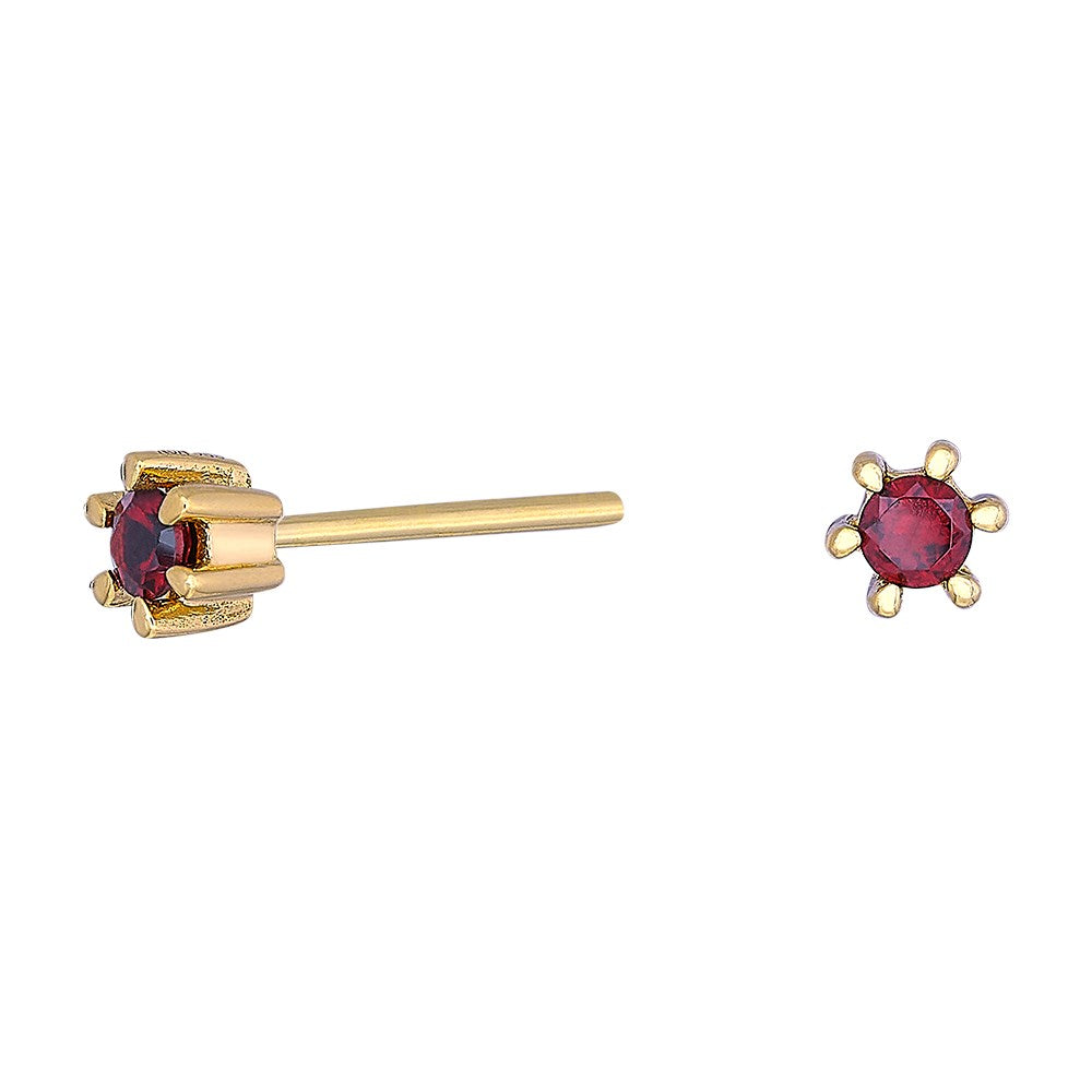 14ct. gold earrings w/garnet 2,2mm