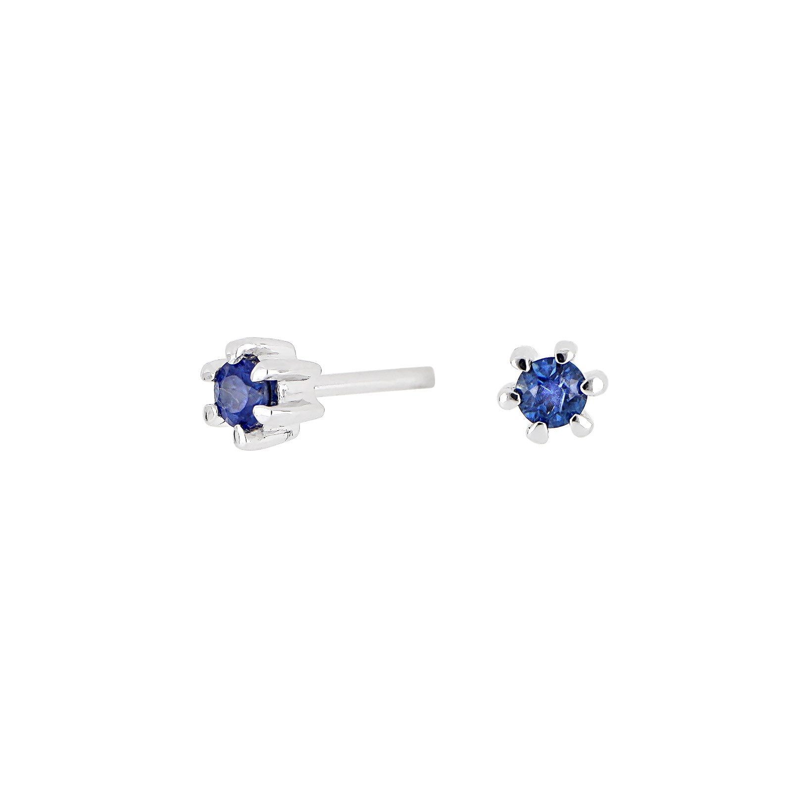 14 kt. Weißgold-Ohrstecker mit Saphir 2,5 mm