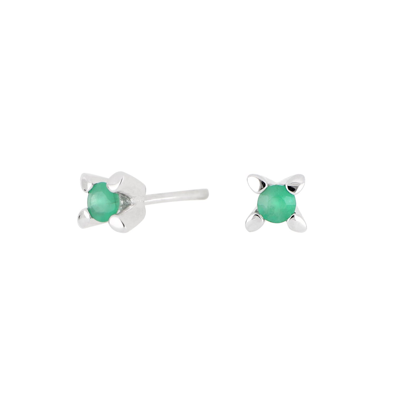 14kt. Weissesgoldohrringe m/Smaragd 3mm